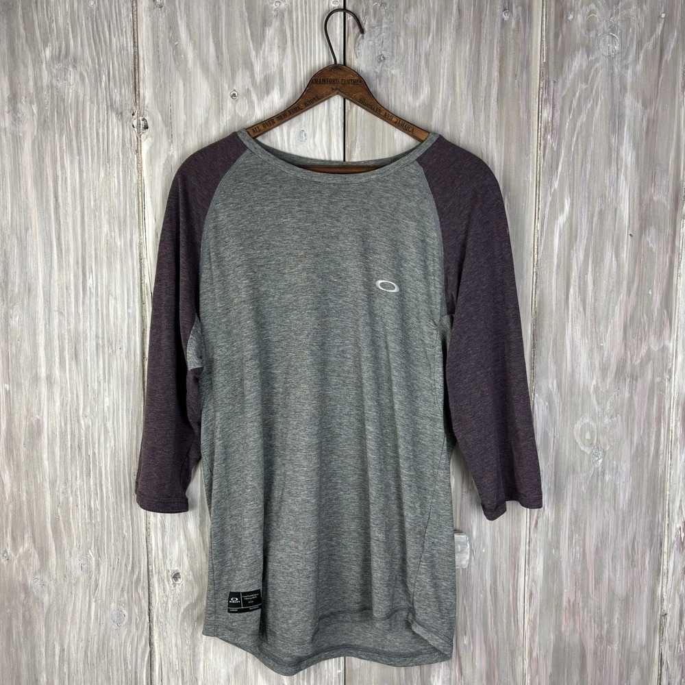 Oakley Mens 3/4 Raglan Sleeve T-Shirt Link Drop In Hydrolox Size M Gray Purple